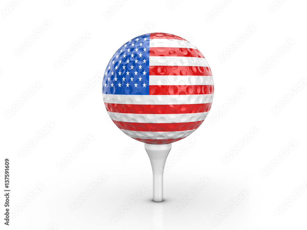 Wall mural Golf ball USA flag