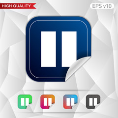 Colored icon or button of pause symbol with background