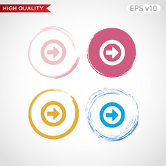 Colored icon or button of right arrow symbol with background