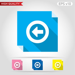 Colored icon or button of back arrow symbol with background
