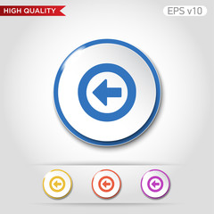 Colored icon or button of back arrow symbol with background