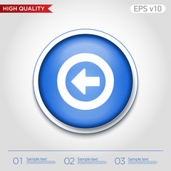 Colored icon or button of back arrow symbol with background