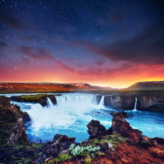 Fototapeta na wymiar Hodafoss very beautiful Icelandic waterfall