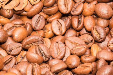 Background with black roasted coffee