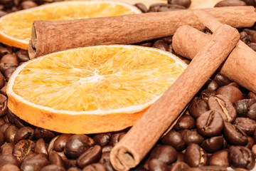 Coffee, dry lemon closeup