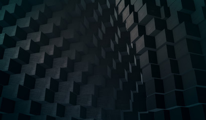 Abstract black cubes metal background.3D rendering