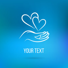 Fototapeta na wymiar Logo with hands and hearts