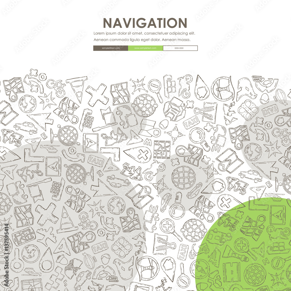 Poster navigation doodle website template design