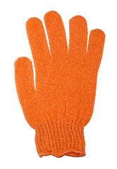 Orange glove shower isolated on white background
