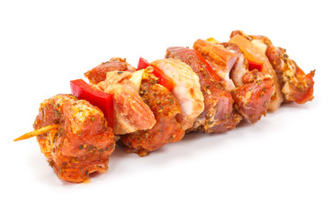 Marinated pork and ham kebab stick