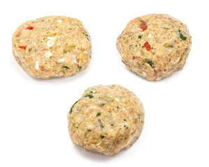 Raw spicy meatball with herbs and vegetables