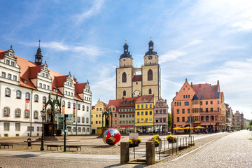 Marktplatz und Kirche, Wittenberg, Sachsen-Anhalt, Deutschland