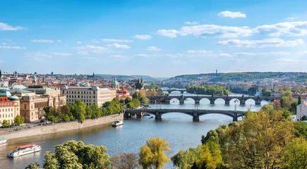 Foto op Aluminium Prague bridges, aerial cityscape, Czech Republic © Szasz-Fabian Jozsef