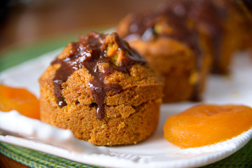 Carrot muffins with dried apricots