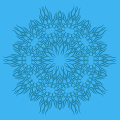 Blue Ornamental Line Pattern. Endless Texture. Oriental Geometric Ornament