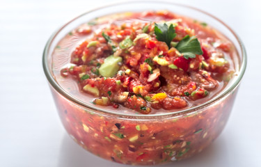 Bowl of salsa with ingredients