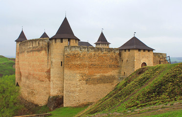Fototapeta na wymiar View of Khotyn fortress, Western Ukraine (XIII century)