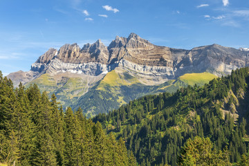 Fototapeta na wymiar Mont Blanc massif in Swiss Alps, Switzerland