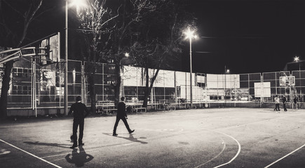 Fototapeta premium Retro Look of the Basketball Court