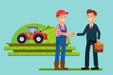 The meeting businessmen shaking hands farmer . Greeting to the partner and business handshake