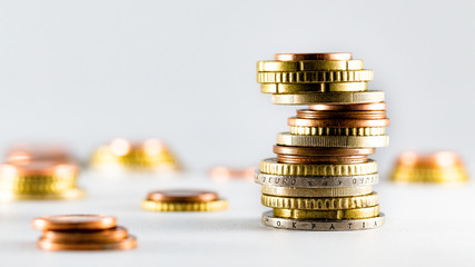 euro coins money stack tower