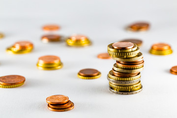 euro coins money stack tower