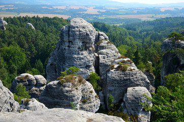 View of rock and forest in Czech Paradise
