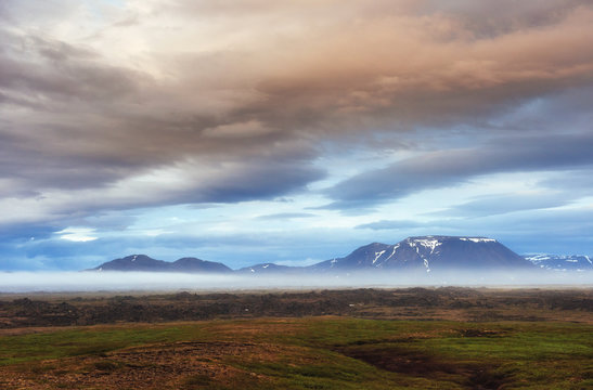 The picturesque landscapes forests and mountains of Iceland.