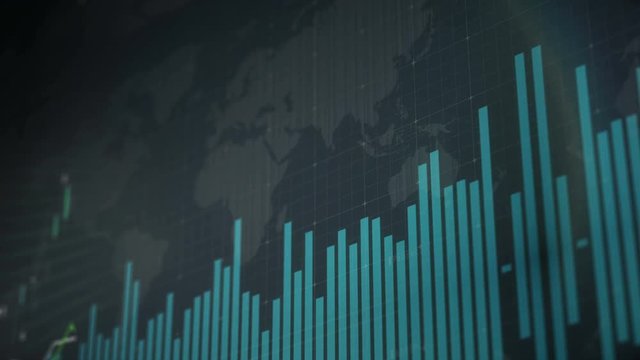 Stock market statistics on screen, line graph showing fluctuations on the market. Electronic chart with stock market fluctuations