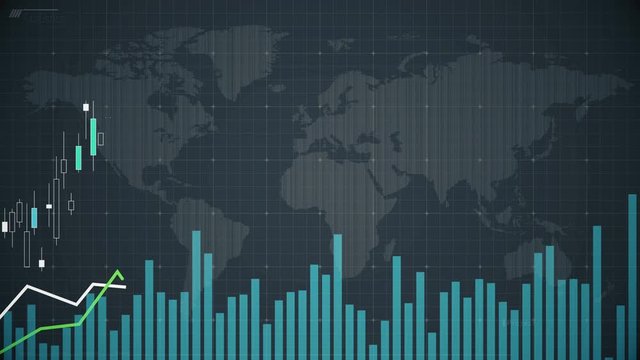 World stock market fluctuations reflected on screen, graph showing statistics. Electronic chart with stock market fluctuations