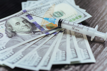 drug, dollar, money, addiction and substance abuse concept - clo