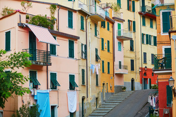 Linen hanging on a street of Italian town