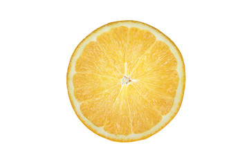Isolated juicy ripe orange slice on white background