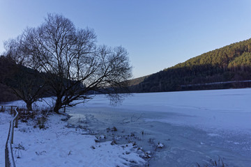 winter landscape with frozen lake