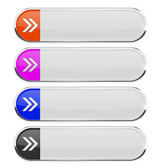 Fototapeta premium White buttons with colored arrow tags. Menu interface elements with metal frame