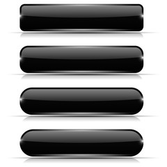 Black glass buttons. Set of long rectangular web interface icons