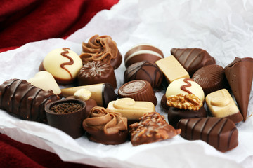 a lot of variety chocolate pralines