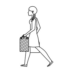 young woman with shopping bag vector illustration design
