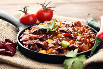 Hot chili con carne - mexican food tasty and spicy