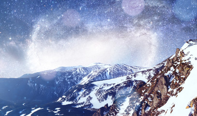 fantastic winter meteor shower and the snow-capped mountains. Dr