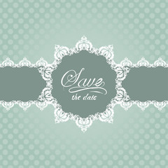 Elegant card with vintage ornate frame on a dotted background