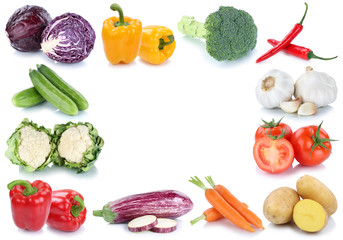 Gemüse Rahmen Textfreiraum Copyspace frische Tomaten Paprika Karotten