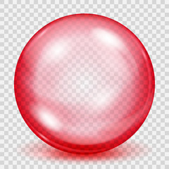 Transparent red sphere with shadow. Transparency only in vector file