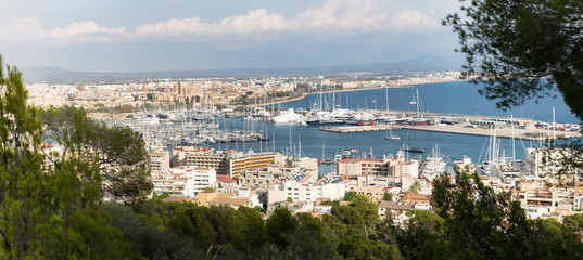 Panorama View of the port with yachts