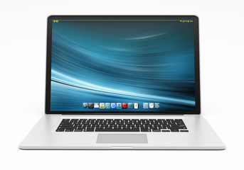 Modern metallic laptop on white background 3D rendering