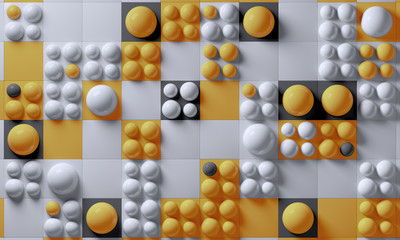 3d rendering abstract background with reflections geometric shapes