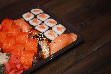 traditional Japanese cuisine, fish, rice, ginger