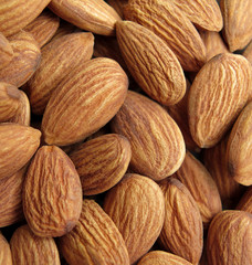 Peeled almonds closeup