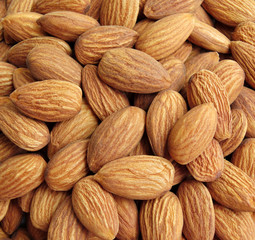 Peeled almonds closeup