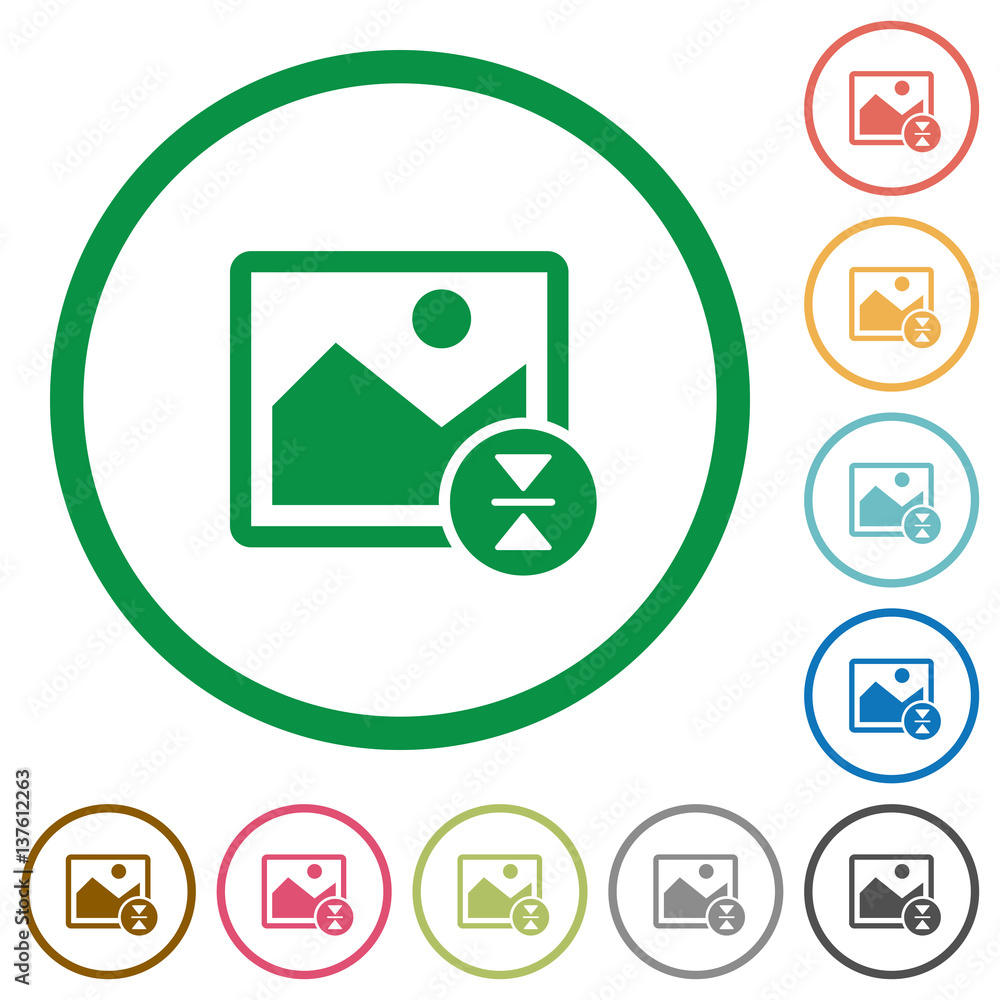 Poster vertically flip image flat icons with outlines